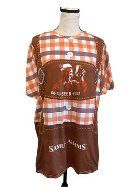 Samuel Adams OK-To-Beer-Fest Lederhosen Costume Graphic T-Shirt L Oktoberfest